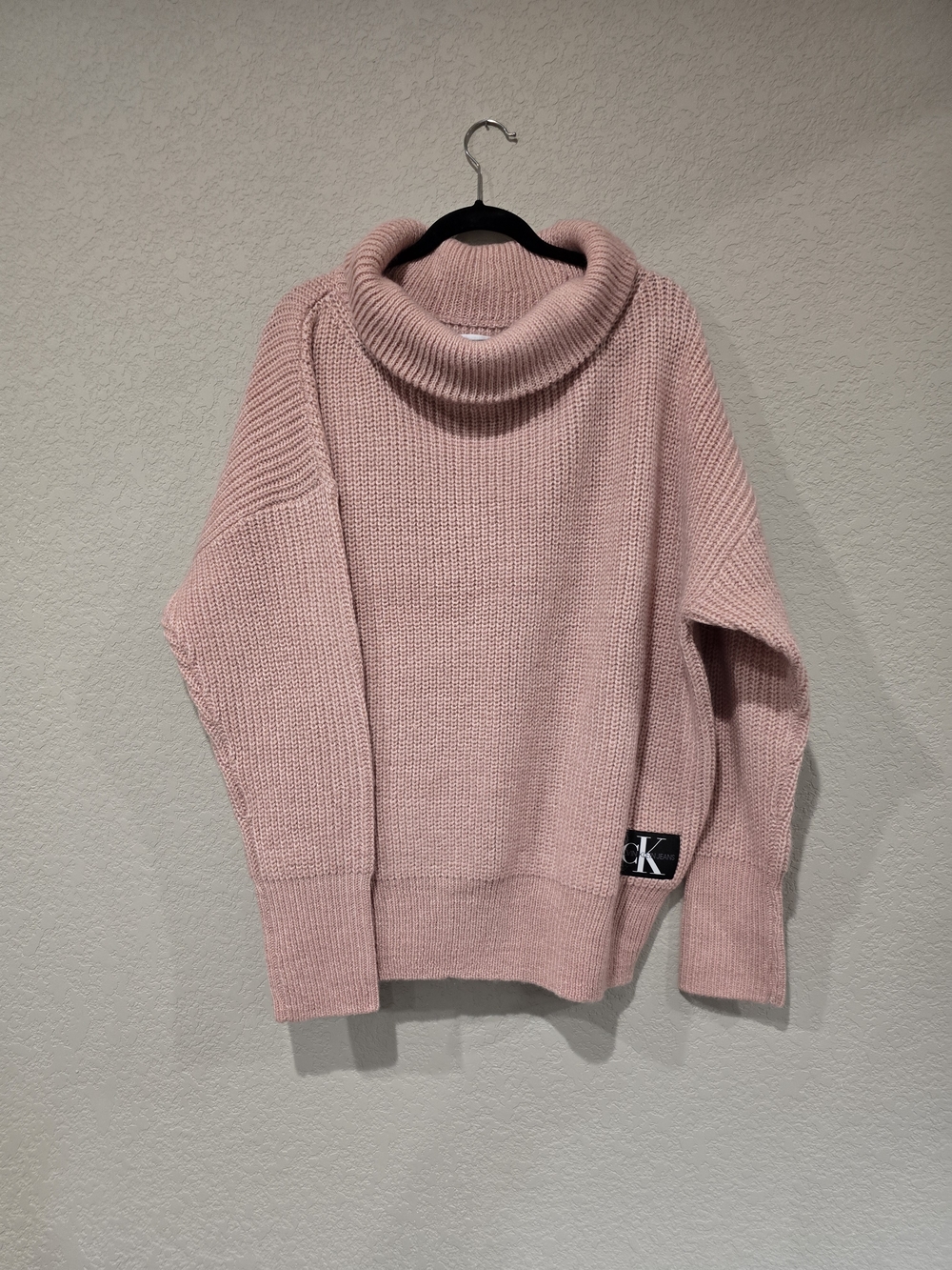 Calvin Klein Jeans Blush Pink Cowl Neck Chunky Sweater